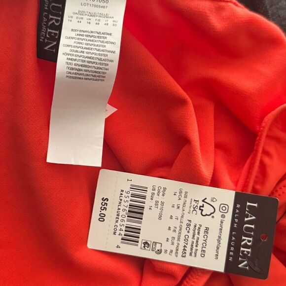 LAUREN Ralph Beach Club Solid Hipster Bottoms swimming suit Sunset 14, swimwear - Picture 13 of 14